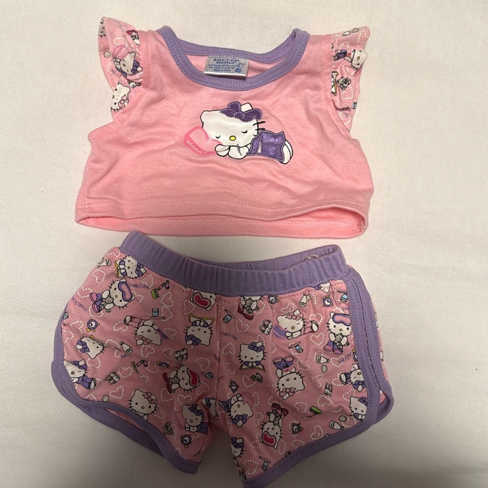 Retired Build a Bear Workshop Hello Kitty Pink Pajamas PJ Set